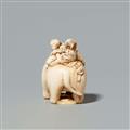 An ivory okimono netsuke of an elephant and boys. Late 19th century - image-4