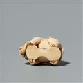 An ivory okimono netsuke of an elephant and boys. Late 19th century - image-5