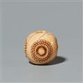 An ivory netsuke of a sphere with stylised blossoms. Late 19th century - image-4