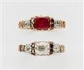 A pair of George III three stone rings - image-1