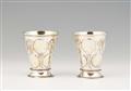 A pair of parcel gilt Gdansk silver coin-set beakers - image-1