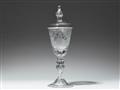 An important Lauenstein glass goblet and cover commemorating Queen Anne - image-1