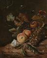 Netherlandish School 17th century - Still Life with Peaches, Grapes, and Insects - image-1