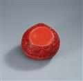 A carved red lacquer peach-shaped box and cover. 18th/19th century - image-2