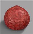 A carved red lacquer peach-shaped box and cover. 18th/19th century - image-1