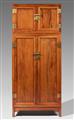 A pair of possibly huanghuali wood compound wardrobes with a top cupboard. 19th/20th century - image-1