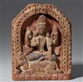 A Nepalese carved wooden stele of Indra. 17th centruy - image-1