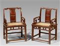 A pair of wooden armchairs. 19th/20th century - image-1