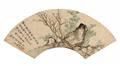 Guan Shou and
Chen Han . Qing dynasty, 19th century - Three fan paintings. Ink and colour on paper. a) and b) Bamboo by a rock. Inscription, dated cyclically bingyin (1866), signed Guan Shou and sealed Guan Shou zhi yin. c) Peach b... - image-3