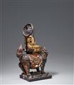 A lacquered, gilded and polychromed wood figure Monjû Bosatsu. Edo period - image-2