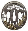 Tsuba. Shakudo. Hikone-Arbeit. 19. Jh. - image-1