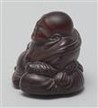 A wooden ashtray netsuke of Hotei. 19th century - image-3