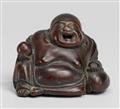 A wooden ashtray netsuke of Hotei. 19th century - image-1