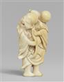 An ivory netsuke of a laughing sennin. Early 19th century - image-1