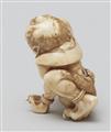 A large marine ivory netsuke of an oni. Late 19th century - image-4