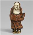 A wood and ivory netsuke of Daruma. Mid-19th century - image-1