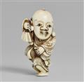 An ivory netsuke of a laughing Fukusuke. Early 19th century - image-1