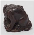 A large dark wood netsuke of a shishi. 19th century - image-3