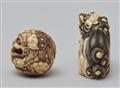 Two ivory netsuke of shishi. 19th century - image-2