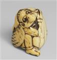 An ivory netsuke of a tengu no tamago. Second half 18th century - image-1