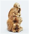 A stained ivory netsuke of Ono no Komachi. 19th century - image-4