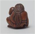 A boxwood shunga netsuke of Okame. 19th century - image-3