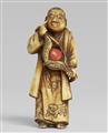 An ivory netsuke of a boy with a hozuki. Late 19th century - image-1