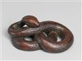 A wood netsuke of a snake. First half 19th century - image-1