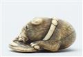 A large ivory netsuke of a puppy with a straw sandal. Late 18th/early 19th century - image-3