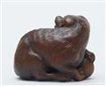 A wood netsuke of a dog. 19th century - image-2