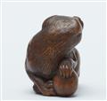 A wood netsuke of a dog. 19th century - image-3