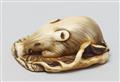 An ivory netsuke of a sleeping boar. Second half 19th century - image-3