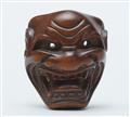 A boxwood netsuke of a Shishiguchi mask. 19th century - image-2