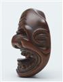 A boxwood netsuke of a Shishiguchi mask. 19th century - image-4