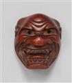 A boxwood netsuke of a Shishiguchi mask. 19th century - image-1