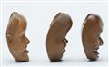 Three boxwood mask netsuke from a set. Around 1900 - image-4