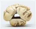 An ivory netsuke of a group of masks. Mid-19th century - image-6