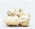 An ivory netsuke of a group of masks. Mid-19th century - image-6