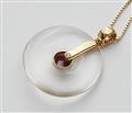 An 18k gold ruby and quartz pendant necklace - image-2