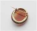 An 18k gold agate cameo and pearl brooch - image-2