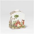 A Meissen porcelain tea caddy with courtly park scenes - image-1