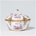 A Meissen porcelain ecuelle and stand with courtly garden scenes - image-3