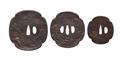 A pair of large iron daishô tsuba and one iron tsuba. 19th century - image-2