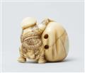 A walrus tusk netsuke of Daikoku with a bag. 19th century - image-3