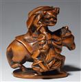 A boxwood netsuke of Watanabe no Tsuna. Mid-19th century - image-1