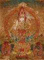 Thangka des elfköpfigen und tausendarmigen Avalokiteshvara. Tibet. 18./19. Jh. - image-1