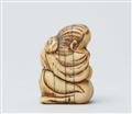 An ivory Shunga netsuke of an Okame. Early 19th century - image-4