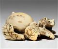 A marine ivory netsuke of a rat with a fruit. 19th century - image-1