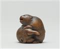 A boxwood okimono netsuke of two puppies. Second half 19th century - image-2