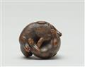 A boxwood okimono netsuke of two puppies. Second half 19th century - image-5